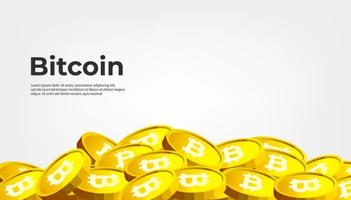 Bitcoin btc banner. Bitcoin cryptocurrency concept banner background.