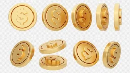3d icon coin dollar money gold set