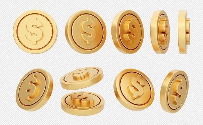 3d icon coin dollar money gold set