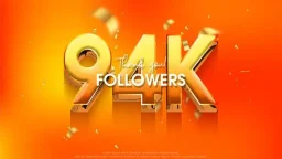 94k followers speech background with a bright and fresh orange color