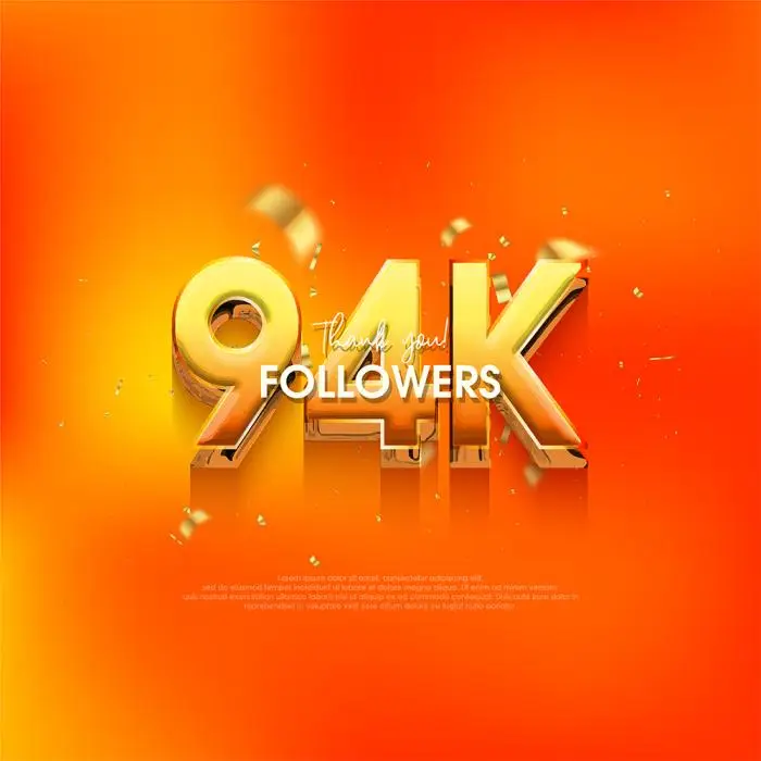 94k followers speech background with a bright and fresh orange color