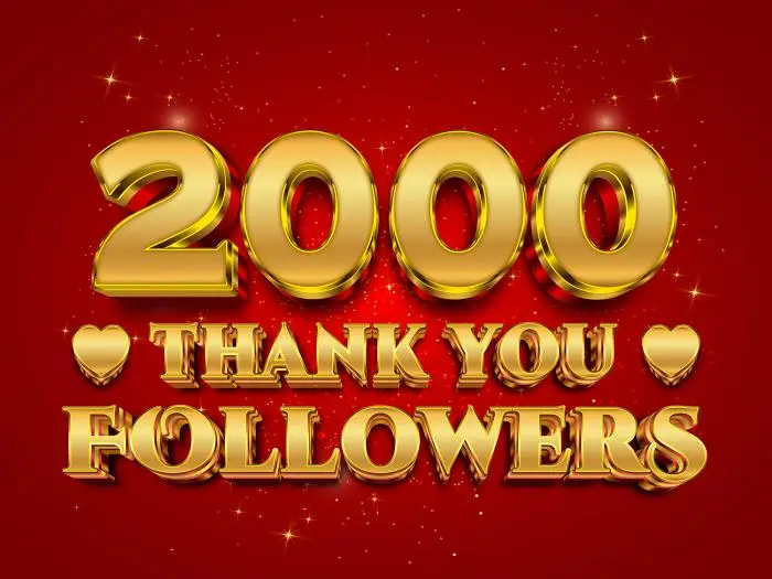 Thank you 2k followers social media followers celebration vector