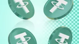 Realistic 3d render token usdt tether coin cryptocurrency