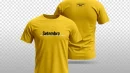 Yellow tshirt mockup with setembro text front and back view