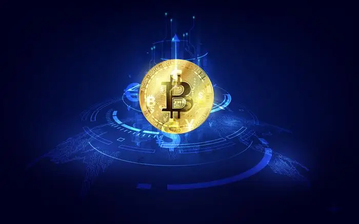 Global abstract bitcoin crypto currency blockchain technology world map