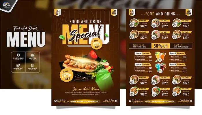 Modern design restaurant food and drink menu banner template