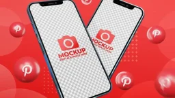 Creative social media pinterest post with mobile phone mockup for digital marketing promotion